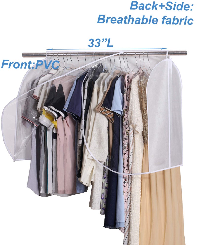 SLEEPING LAMB Extra Large Hanging Garment Rack Cover Storage with Clear PVC Window Dust Shoulder Cover Clothes Dress Suits Coat Protectors for Closet, 2 Packs, White - Image 2